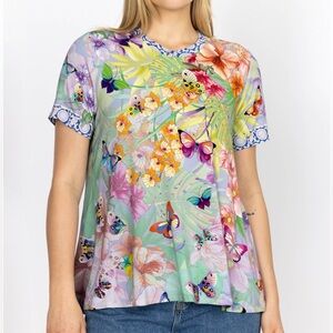 JOHNNY WAS Cozumel Favorite Bamboo Knit Printed Crew Tee